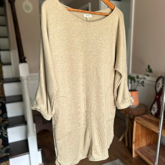 Max Studio Beige Double Knit Super Soft Sweatshirt Dress with Pockets Size Large - Picture 12 of 12